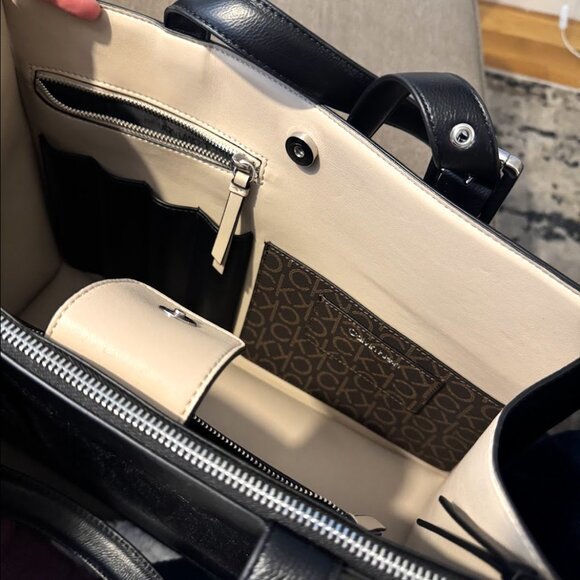 Calvin Klein Black Leather Tote Satchel – Havana Tote Bag - Picture 6 of 6